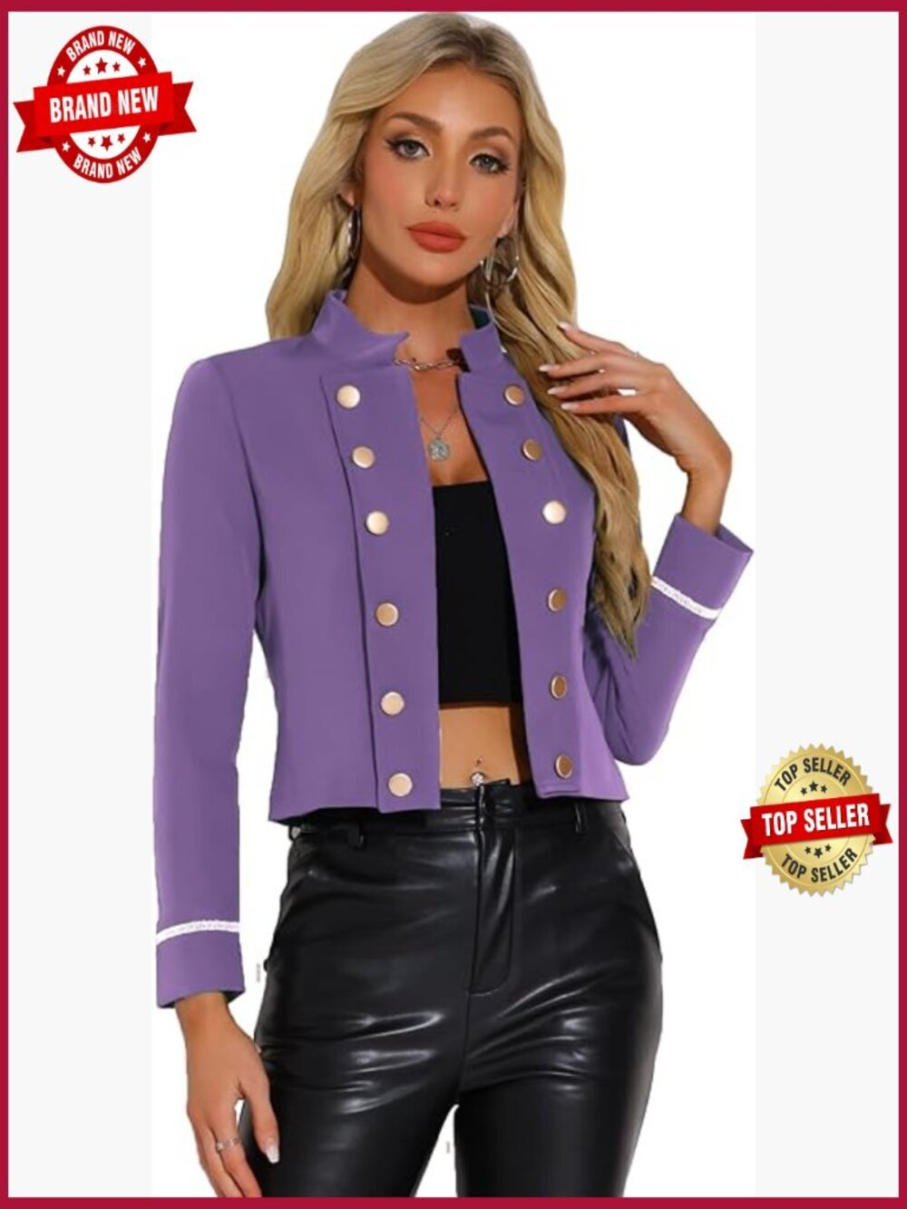 Steampunk Vintage Cropped Jacket Open Front Button Decor